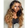 Bleached Knots HD Lace Ombre Highlight Color Body Wavy Brazilian Virgin Human Hair 13x6 Lace Front Wig Lwigs307