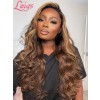 Body Wave Brazilian Remy 13x6 Lace Front Human Hair Wigs Pre-Plucked Hairline Ombre Brown Color With Highlights Lwigs216