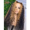 Curly Hair Balayage Transparent HD Lace 5x5 Closure Wig Curly Wig With Blonde Highlights For Beginner Human Hair Wigs MD05