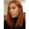 Energy Orange Silky Human Hair Lace Front Wig Tint Transparent Swiss Lace Ginger Red Color Straight Hair for Girls Lwigs412