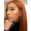 Energy Orange Silky Human Hair Lace Front Wig Tint Transparent Swiss Lace Ginger Red Color Straight Hair for Girls Lwigs412