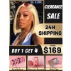 Fast Shipping Clearance Sale 180% Density Bleached Knots #613 Blonde Color Bob Haircuts 360 Lace Wig With Pre-plucked Hairline KC09