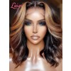 Glueless Wig Invisible HD Lace 150% Density Pre Plucked Single Knots Deep Wavy 13x4 Lace Frontal Wig Honey Blonde Highlights Hair MD07