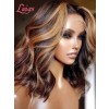 Glueless Wig Invisible HD Lace 150% Density Pre Plucked Single Knots Deep Wavy 13x4 Lace Frontal Wig Honey Blonde Highlights Hair MD07
