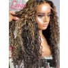 HD Lace Highlight Color Curly Natural Hairline Virgin Human Hair 360 Lace Frontal Wigs Bleached Single Knots Lwigs478