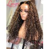 HD Lace Highlight Color Curly Natural Hairline Virgin Human Hair 360 Lace Frontal Wigs Bleached Single Knots Lwigs478