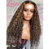 HD Lace Highlight Color Curly Natural Hairline Virgin Human Hair 360 Lace Frontal Wigs Bleached Single Knots Lwigs478