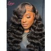 HD Lace Loose Wave Natural Black Color 136 Wigs Human Hair Lace Front Brazilian Virgin Side Part Wavy Hair For Black Women Lwigs293