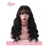 HD Lace Natural Pre-plucked Hairline 6" Deep Part Body Wave Brazilian Virgin Hair 13x6 Lace Front Wigs With Bangs Lwigs179