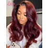 HD Lace Wig Bleached Knots 99J Body Wave Wig Virgin Human Hair Pre-plucked Natural Hairline 13x6 Lace Front Wigs Lwigs98