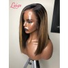 9A Human Hair Highlight Color Straight Short Bob Cut Lace Wig 13x6 Lace Frontal Wig With Plucked Bleached Knots Lwigs500
