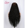 2025 Hot Sale Invisible Drawstring Cap Loose Curls Human Hair Real Skinlike HD Full Lace Knotless 26 Inches Long Braided Wig Lwigs722