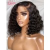 Invisible HD Dream Lace Wig Short Deep Wave Lace Frontal Wigs Pre Plucked Hairline Single Knots Bleached Virgin Human Hair Wig Lwigs329