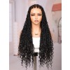 Lwigs Most-Fit Cap Handmade 180% Density Real Skinlike HD Full Lace Knotless Long Boho Box Braided Wig UD04