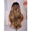 Lwigs Most-Fit Cap Wavy Ombre Brown Color With Highlight Free Max-Parting 11x6 HD Lace Frontal Wigs UD11