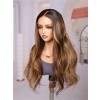 Lwigs Most-Fit Cap Wavy Ombre Brown Color With Highlight Free Max-Parting 11x6 HD Lace Frontal Wigs UD11