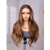 Lwigs Most-Fit Cap Wavy Ombre Brown Color With Highlight Free Max-Parting 11x6 HD Lace Frontal Wigs UD11