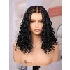 Lwigs Most-Fit Cap Invisible Drawstring Knotless Boho Curls Braided Middle Length Bob HD Full Lace Wigs UD13