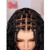 Lwigs Most-Fit Cap Invisible Drawstring Knotless Boho Curls Braided Middle Length Bob HD Full Lace Wigs UD13