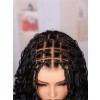 Lwigs Most-Fit Cap Knotless Natural Black Color Braided Middle Length Bob Real Skinlike HD Full Lace Wigs UD13