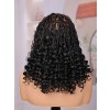 Lwigs Most-Fit Cap Invisible Drawstring Knotless Boho Curls Braided Middle Length Bob HD Full Lace Wigs UD13