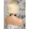 Human Hair #613 Blonde Color Hair Brazilian Virgin Hair Bleached Knots Straight Short Bob Style 13x4 Lace Front Wigs Lwigs90