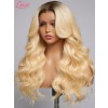 Long Hair Body Wave T4/613 Blonde Ombre Color Pre-Plucked Hairline Transparent Lace 13x4 Lace Front Wigs Lwigs294