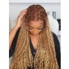 Lwigs Most-Fit Cap Ombre Blonde Color Knotless Boho Curls Braided HD Full Lace Wigs With Baby Hair UD17