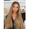 Lwigs Most-Fit Cap Ombre Blonde Color Knotless Boho Curls Braided HD Full Lace Wigs With Baby Hair UD17