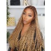 Lwigs Most-Fit Cap Ombre Blonde Color Knotless Boho Curls Braided HD Full Lace Wigs With Baby Hair UD17