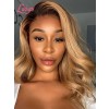 Ginger Brown Color Lace Front Wigs With Pre-plucked Hairline 100% Virgin Hair Natural Wavy Hair 6" Deep Part Ombre Wig Lwigs54
