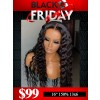 Lwigs 2024 Black Friday Sale Wavy Natural Black Color 16 Inches 150% Density Loose Wave Bleached Knots 13x6 Lace Front Wig RS11
