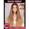Lwigs 2025 Black Friday Special Most-Fit Cap Knotless Boho Curls Braided HD Full Lace Wigs Ombre Natural Blonde Colors With Baby Hair UD17