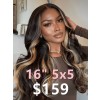 Lwigs 2025 Tax Refund Sale Wavy 16 Inches Ombre Highlight Color Brazilian Human Hair HD Lace 5x5 Closure Wig TAX107