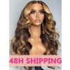 Lwigs 2025 Valentine's Day Sale 48H Shipping Wavy Highlight Color 18 Inches 150% Density Bleached Knots 13x6 Lace Front Wig NY01