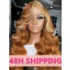 Lwigs 2025 Valentine's Day Sale 48H Shipping Wavy Orange Brown With Highlight Color 18 Inches 150% Density 13x6 Lace Front Wig NY02
