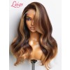 Lwigs Breathable Cap Brown Ombre Color With Highlights Wavy 7x6 Glueless Lace Wig LWX04