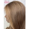 Lwigs Custom Wig Units Brown Color With Blonde Highlights Layered Bangs Human Hair Customized Full Lace Wig Custom02