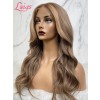 Lwigs Custom Wig Units Brown Color With Blonde Highlights Layered Bangs Human Hair Customized Full Lace Wig Custom02