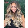 Lwigs Custom Wig Units Natural Hiarline Wavy Ombre Highlight Blode Color Virgin Human Hair Pre-bleached Lace Wig Custom06