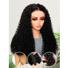 Lwigs Most-Fit 3 In 1 Half Wig Spanish Curl Quick Install Super Breathable Flip Over Curly Human Hair Wigs With Draw-string UD08