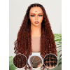 Lwigs Most-Fit Cap Beginner Friendly Pre-Braided 180% Density Ombre Brown Color Knotless HD Full Lace Wig UD05