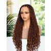 Lwigs Most-Fit Cap Beginner Friendly Pre-Braided 180% Density Ombre Brown Color Knotless HD Full Lace Wig UD05