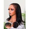 Lwigs Pre-Braided 12 Inches Easy Install Yaki Straght 220% Density Skin Melted HD Lace 13x6 Frontal Braided Wigs UD31