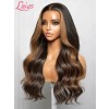 Lwigs New-in Bleached Knots Highlight Color Human Hair Middle Part Body Wave 360 HD Transparent Lace Wigs NEW36