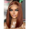 Lwigs New Arrival Beginner Friendly Orange Brown Color Bleached Knots Bob Haircut 13x6 Undetectable HD Lace Front Wigs NEW07