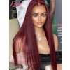 Lwigs New Arrival Silky Straight HD Swiss Lace #99J Burgundy Color Natural Hairline 360 Invisible Lace Wig For Black Girl NEW09