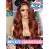 Lwigs New Arrivals 13x6 Undetectable HD Lace Front Wigs Pre-plucked Hairline Red Brown Color Body Wave Middle Part Lace Wig NEW64