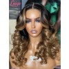 Lwigs New Arrivals Beginner Friendly 180% Density Ombre Highlight Color Human Hair Body Wave 360 HD Lace Wig NEW49