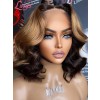 Lwigs New Arrivals Brazilian Human Hair Highlight Color 14 Inches Body Wave Short Wavy HD Swiss Lace 360 Wigs NEW29